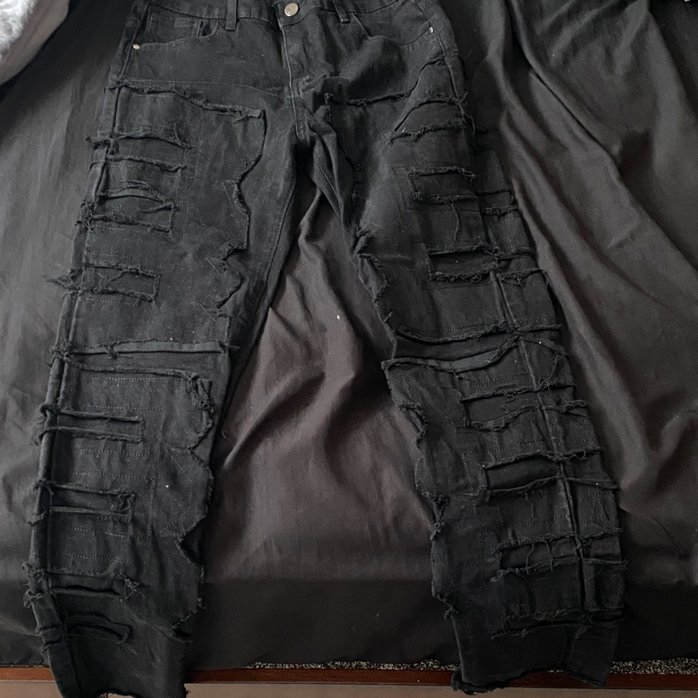 SHEIN Black Distressed Cargo Pants